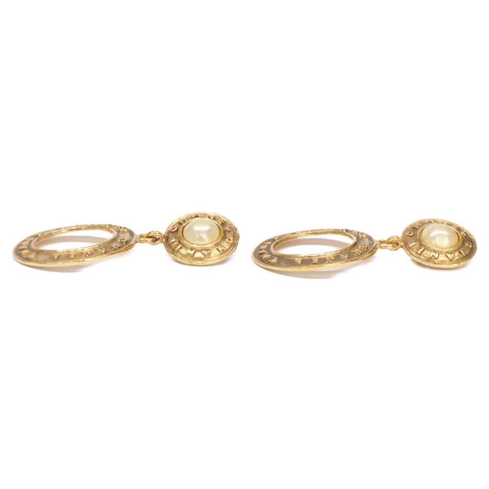 CHANEL Vintage 26, 1991, Castellane Era, Faux Pearl Circle Earrings, Gold, Wo... - Picture 2 of 9